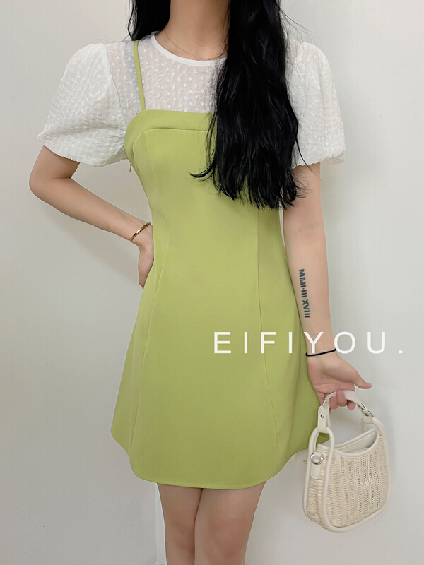[EI fi you] splicing fashion contrast dress 5101\lsl