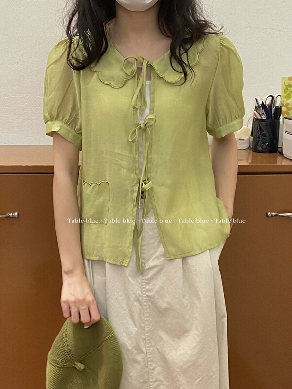 [table blue] Korean version simple sunscreen bandage shirt 6173\lsw