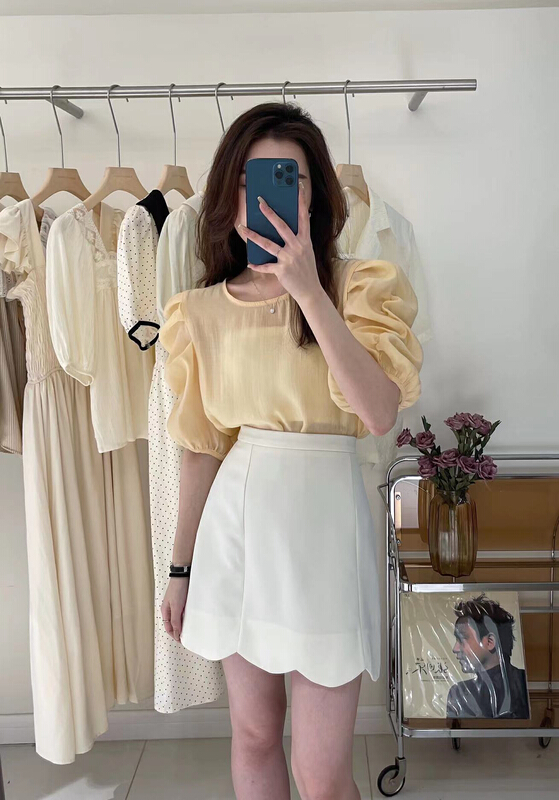 [Sunday morning] Korean French Style Bubble Sleeve Shirt s6008\zjy
