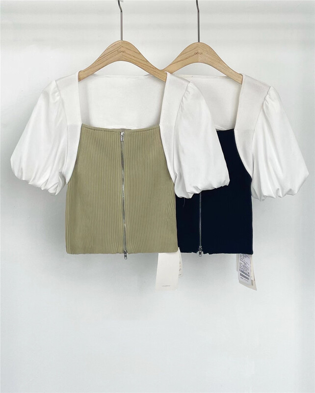 [Boran Boran] retro shirt with stitching design 2308\lsw