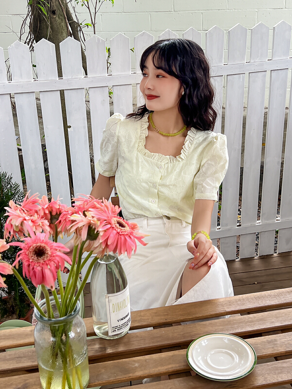 [rong'er family] heavy industry jacquard square collar shirt 92309\hjy