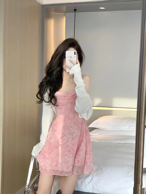 [see you] pure wind tie dyeing waist closing thin suspender dress 31001\pcz