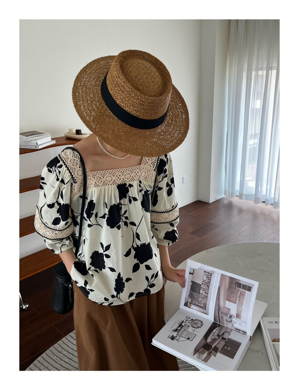 [jeans] lace blouse with stitching design e263\lsw