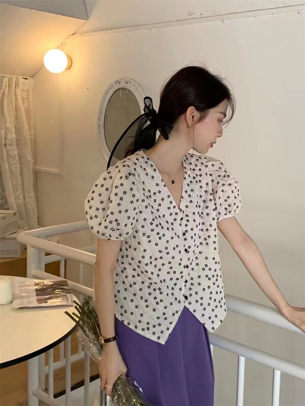 [larti] single breasted color matching fashion Korean shirt (only selling shirts) c8497\ll