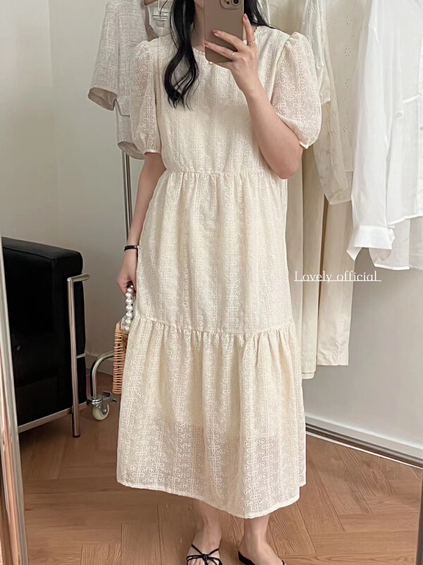 【 love 】 temperament Embroidered Lace Waist tight thin dress s1315\hbx