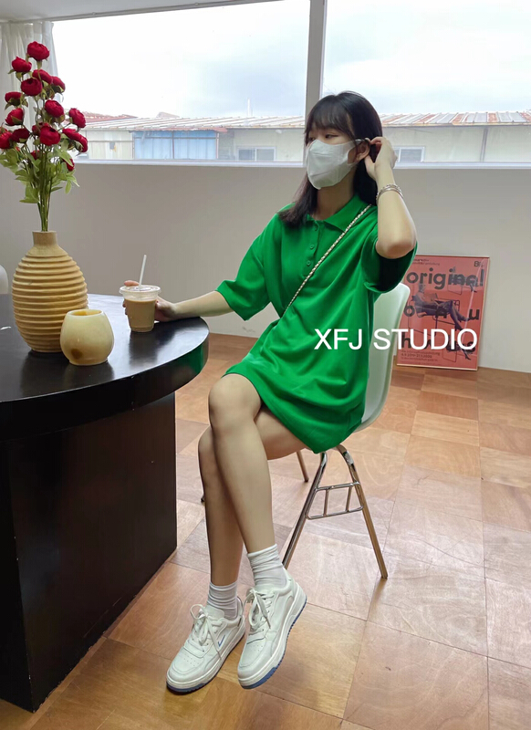 In early summer! [Xiaofan family] solid color loose small fresh short sleeve dress 6127\lsw