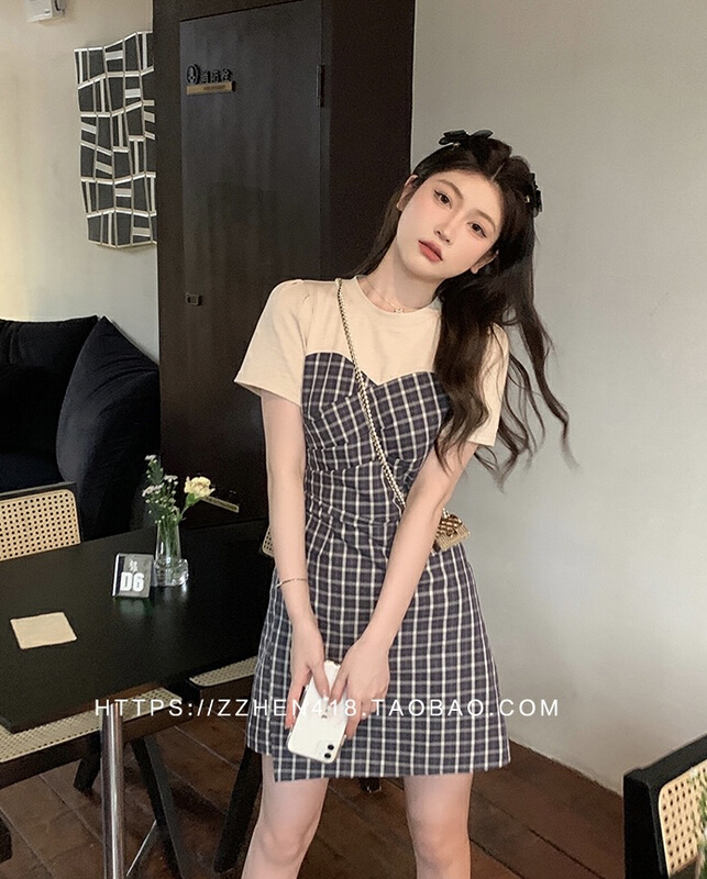 [y.jia EJA] simple casual two piece Plaid Dress 1822
