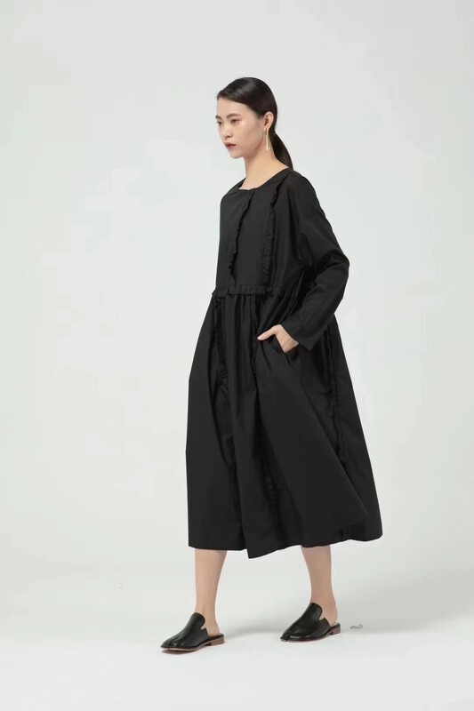 [size] Korean round neck loose ear edge dress 65630\lsw