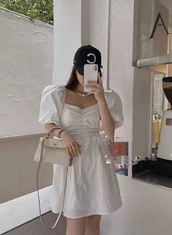 [mi ni] bubble sleeve simple small fresh dress 1249\pcz