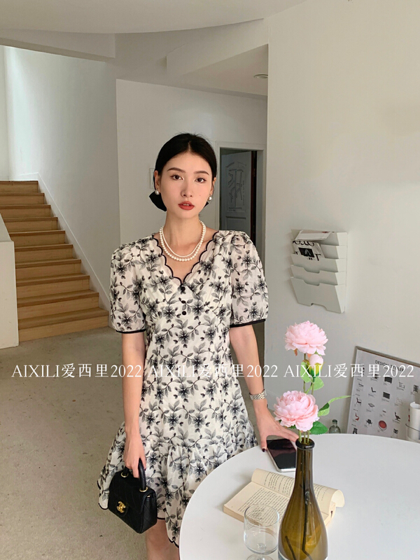 [aixili aixili] temperament little woman lace dress (embroidery) 6666\wpl