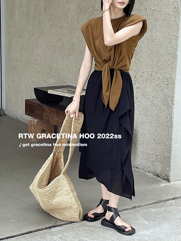 [gracetina Hoo] staggered slim irregular high waist skirt bq3115\zxl