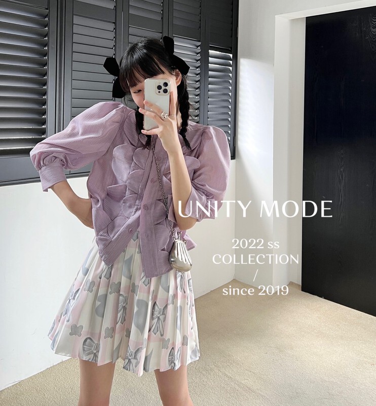 [unit] Ruffle shirt (women's bubble sleeve top) 8099\cqw