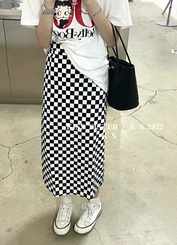 Original price 84.90! [kiss sister] Western chessboard slim skirt 9035\ozq