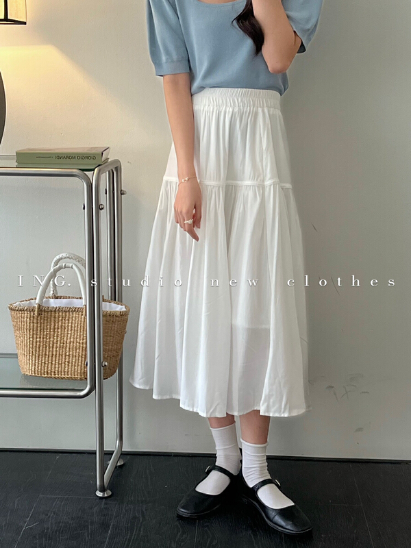 [ing] versatile elastic waist slimming skirt ing-7865