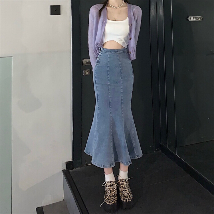 In early summer! [ten.] Korean personalized slim denim skirt 3798\wpl