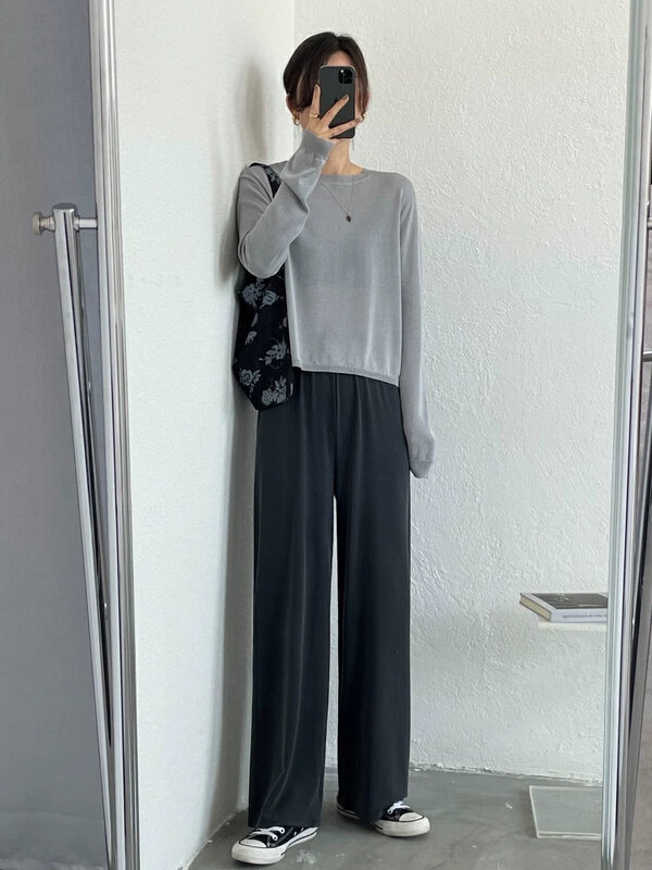 New year in early spring! [e+1] simple dark pattern copper ammonia wide leg casual pants 8032\xyy
