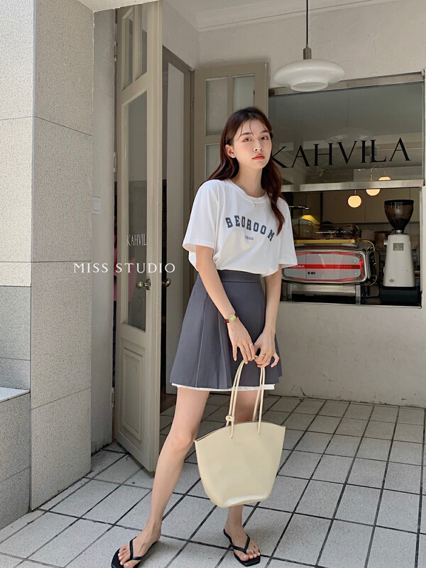 [miss miss home] Korean alphabet printed T-shirt skirt set y8857