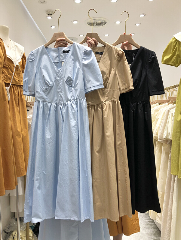 In early summer! 【5】 Korean V-neck slim dress 7923-1\l