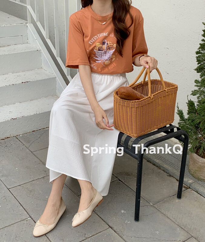 New year in early spring! [thankq] Korean loose cartoon printed short sleeve T-shirt 22063\zsy