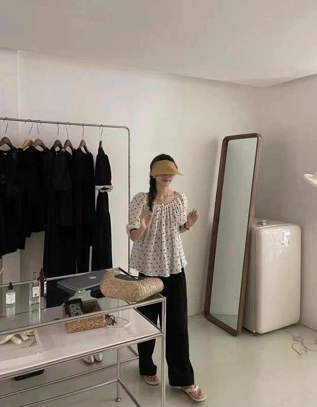 [buyer Yan Xuan youu] Korean version wave dot loose thin shirt s0192\cl