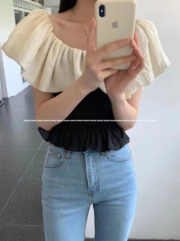 [sauvag] French Ruffle short shirt 1037\zjy