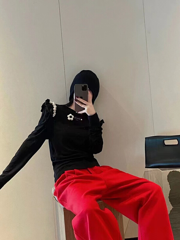 New year in early spring! [rich people] fashion cloth nail bead long sleeve T-shirt 1004\pcz