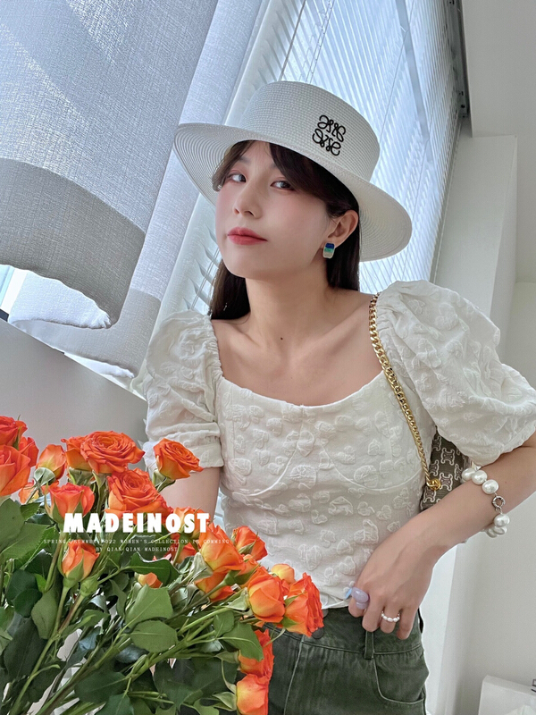 In early summer! [OSHA madeinost] advanced sense two wear one shoulder fashion love jacquard shirt 86221\ll