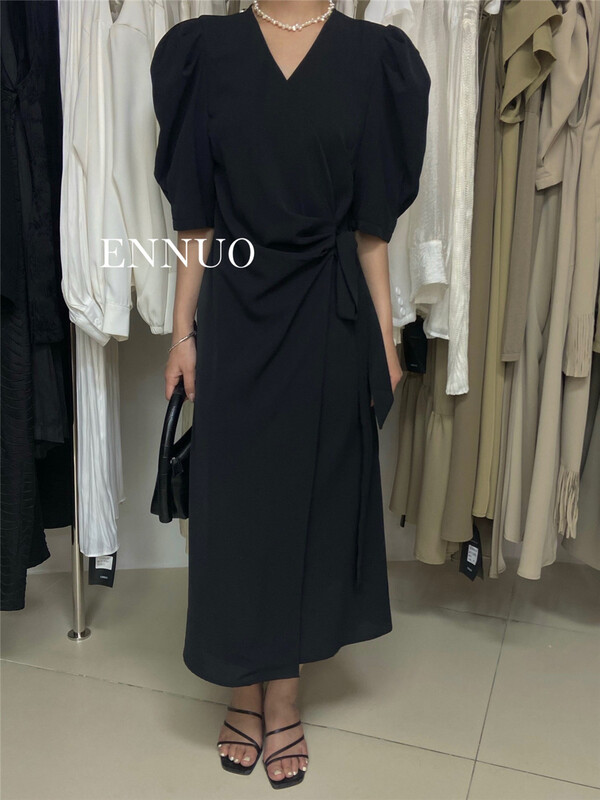 [ennuo] lace up Pleated Dress 1397\l