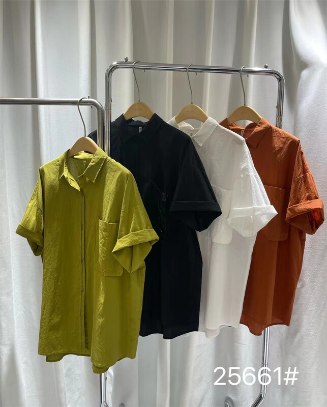 [Mujia] single breasted solid color comfortable shirt 25661\l