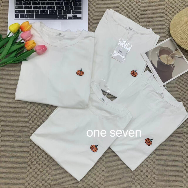 [one seven] casual simple pumpkin embroidery short sleeve T-shirt 611\xyy