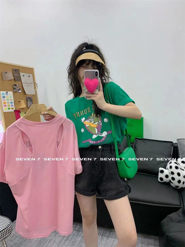[seven 7] Korean print Pullover short sleeve T-shirt 8216\wtt