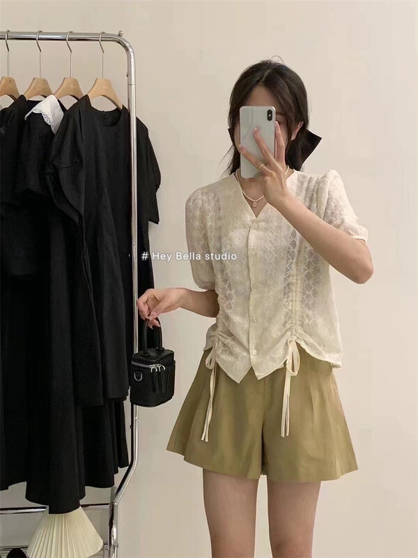 [hey Bella] single breasted fashion Korean shirt 1376\ll