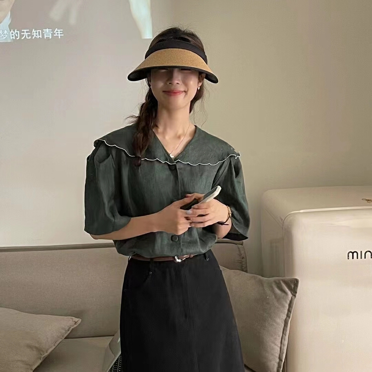 [baby] Lapel embroidered linen shirt 8663\t