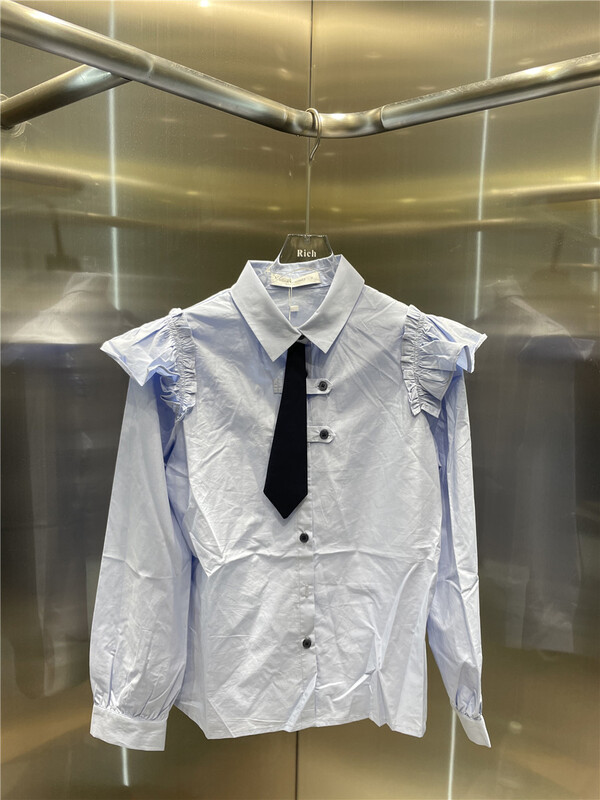New year in early spring! [rich man] Korean style loose shirt with ears (with tie) 0719-1\pcz