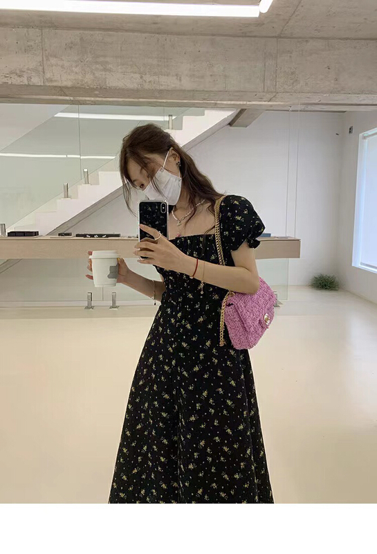 [mi ni] square neck and slit dress with waistband 1298\pcz