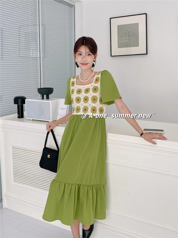 [A-One] Korean Ladies' splicing high waist dress 22159\hjy