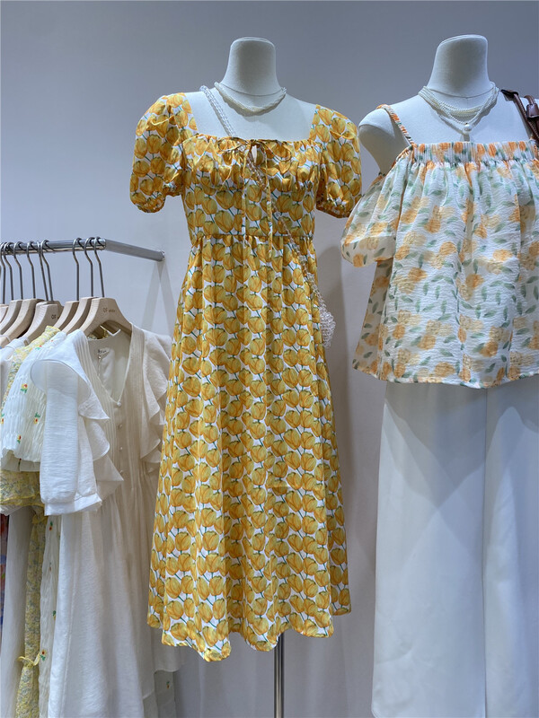 [of white] Korean lady floral high waist dress 881586\hjy
