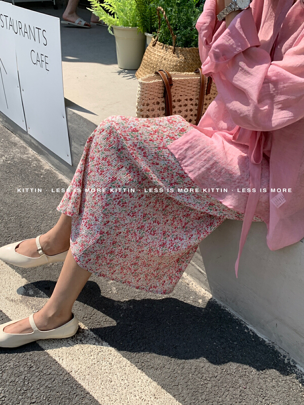 New in early summer! [Kittin] Korean Style Floral pressed skirt 655\xyy