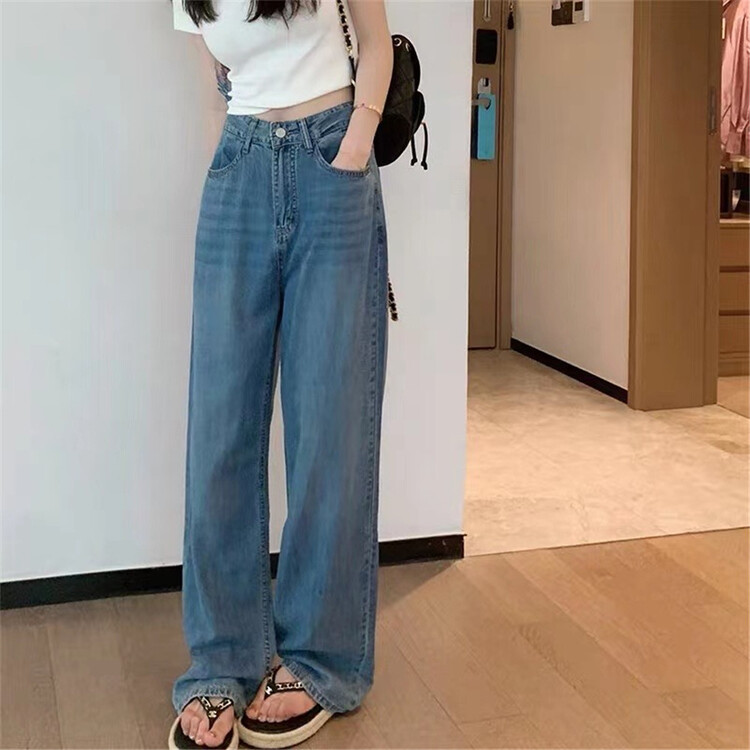 [Camille] solid color versatile washed jeans (without belt) 2957\zjy