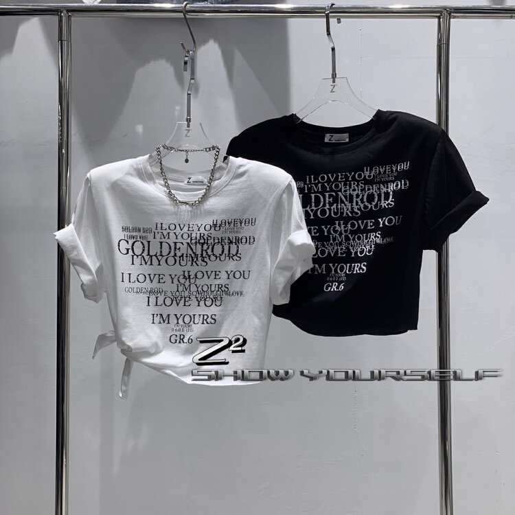 [Z2] round neck versatile printed short sleeve T-shirt (excluding necklace) 1051\wtt
