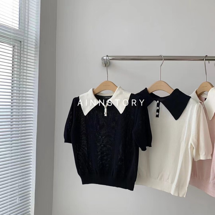 [ainnstory] Korean soft Polo short sleeve T-shirt 193\hbx