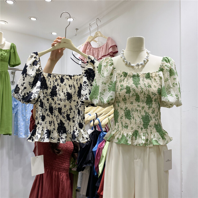 [SYL] bubble sleeve floral small shirt (only selling small shirts) 5251\l