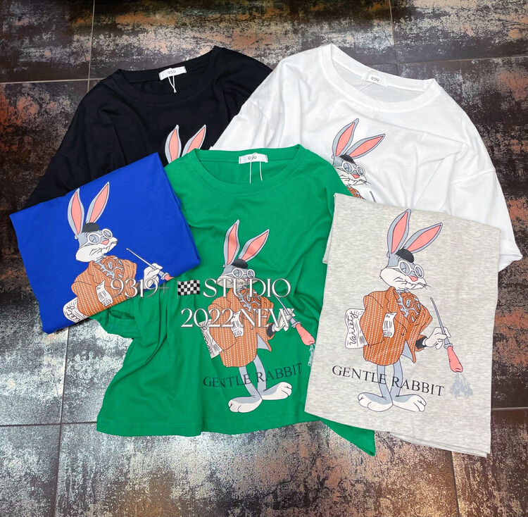 Original price: 21.73! In early summer! [9319] loose short rabbit print short sleeve T-shirt 933\l