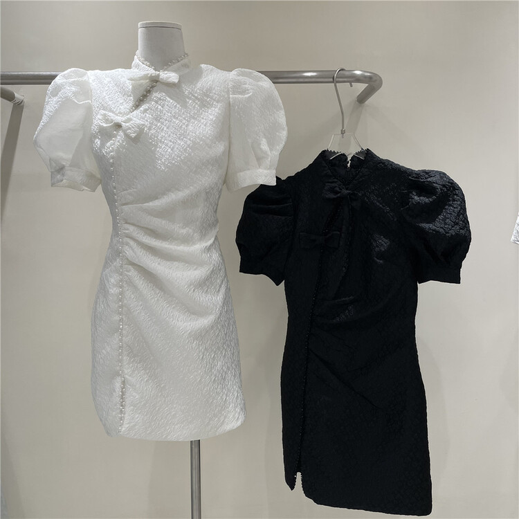 [yipinhan] little woman heavy industry nail bead improved cheongsam dress 8853\pcz