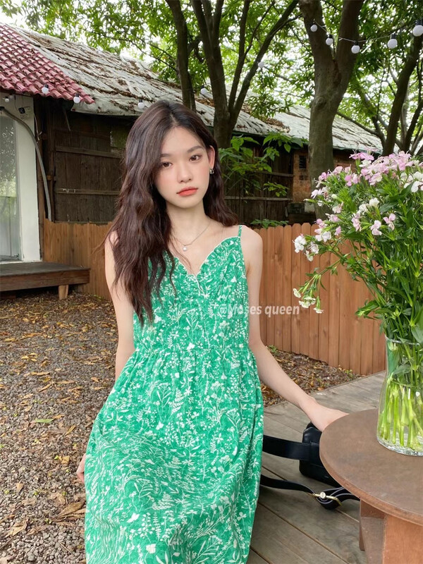 [moss queen] floral sexy suspender dress 50310\xyy