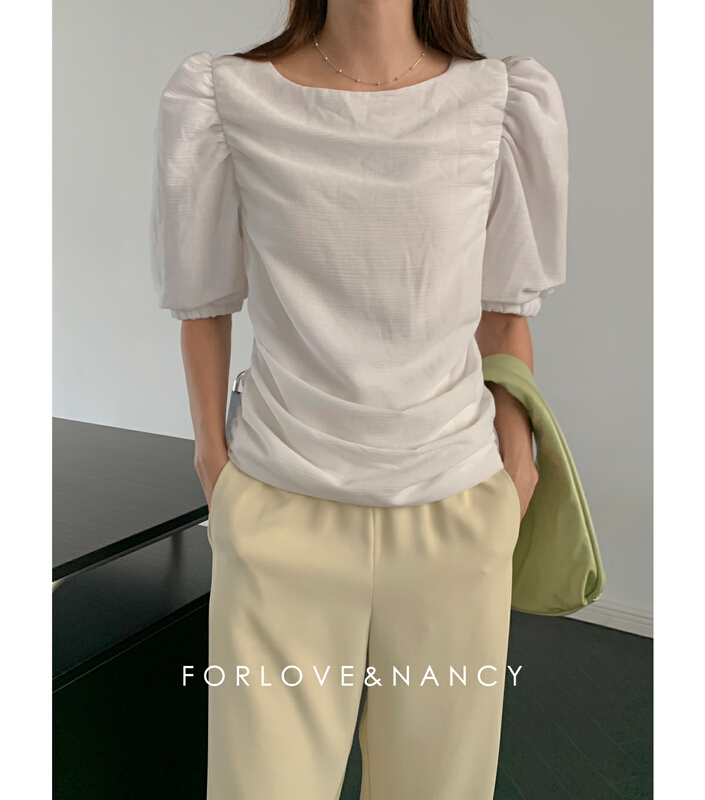 [forlove] pleated design small fresh shirt lb2xb6382\cqw