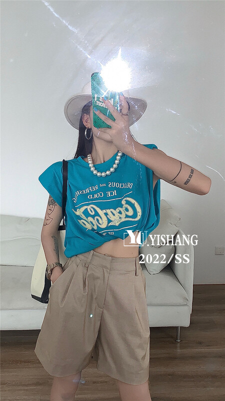 [Yishang & Yiyou] letter printed round neck vest / sling 5210\lsw