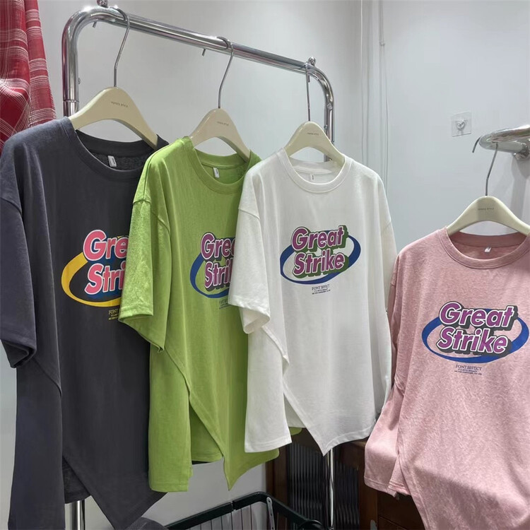[yoyo style] Korean slit English short sleeve T-shirt 8572\xyy
