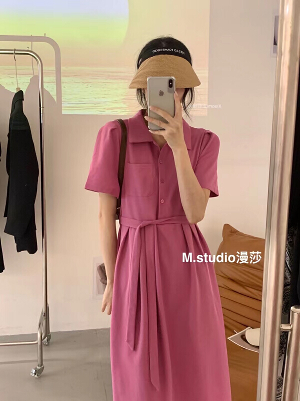 [MSTUDIO MANSA] Korean loose and simple bandage dress (with waist rope) 095\ll