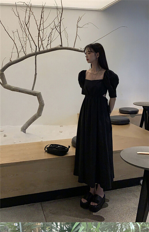 [FC] Korean version square neck open waist dress 1129\pcz